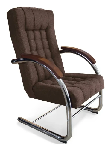 Fotel tapicerowany Finka Happy pikowany na metalowym stelażu do salonu