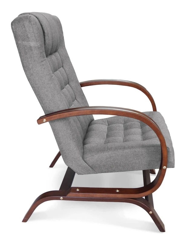 Fotel tapicerowany Finka Harmonia pikowany na bukowym stelażu do salonu - jasny szary Malmo 83