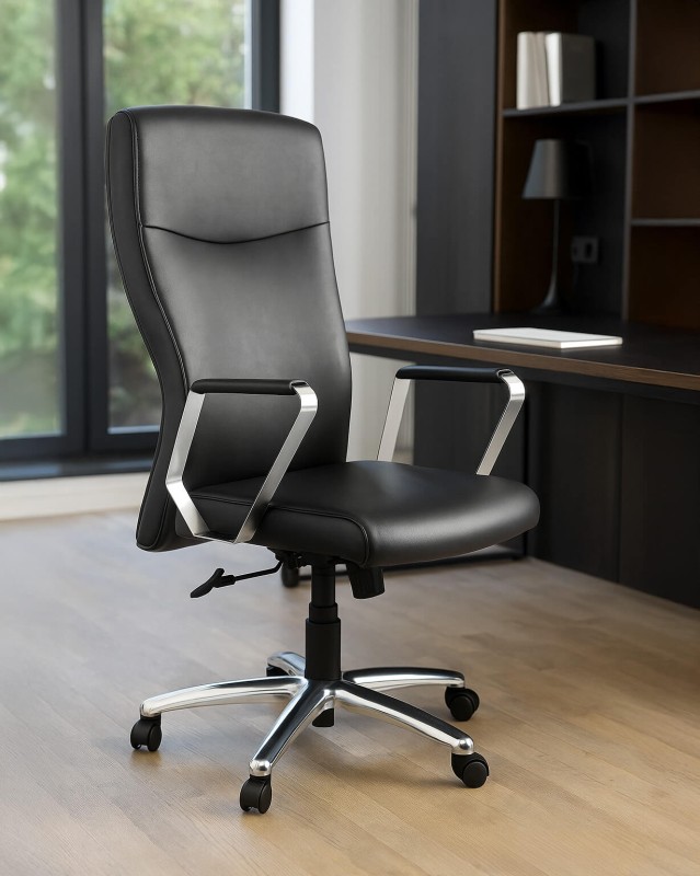 Fotel biurowy na kółkach Adella HL skóra naturalna czarna