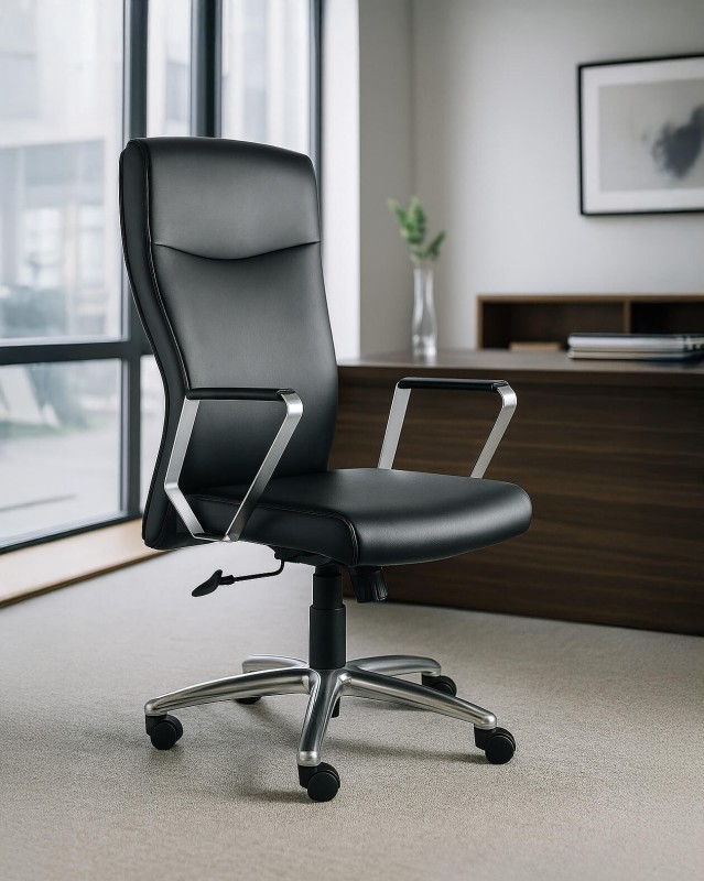 Fotel biurowy na kółkach Adella PU eko skóra czarna