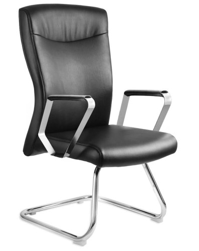 Krzesło konferencyjne z podłokietnikiem Adella Skid eko skóra czarna