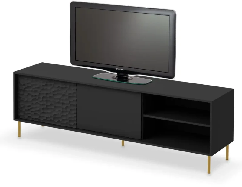 Szafka stolik pod telewizor Bullet RTV-1 180 cm czarny mat ze złotymi nogami