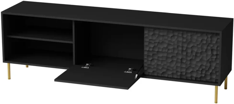 Szafka stolik pod telewizor Bullet RTV-1 180 cm czarny mat ze złotymi nogami