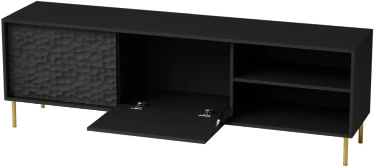 Szafka stolik pod telewizor Bullet RTV-1 180 cm czarny mat ze złotymi nogami
