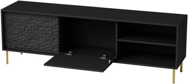 Szafka stolik pod telewizor Bullet RTV-1 180 cm czarny mat ze złotymi nogami
