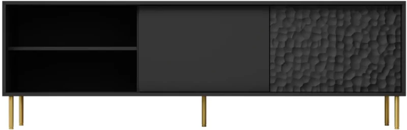 Szafka stolik pod telewizor Bullet RTV-1 180 cm czarny mat ze złotymi nogami