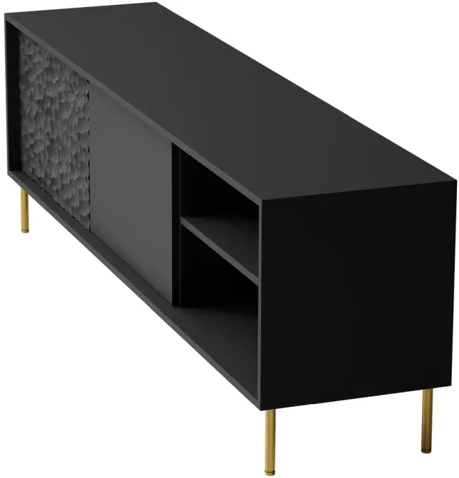 Szafka stolik pod telewizor Bullet RTV-1 180 cm czarny mat ze złotymi nogami