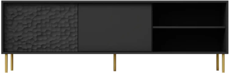 Szafka stolik pod telewizor Bullet RTV-1 180 cm czarny mat ze złotymi nogami
