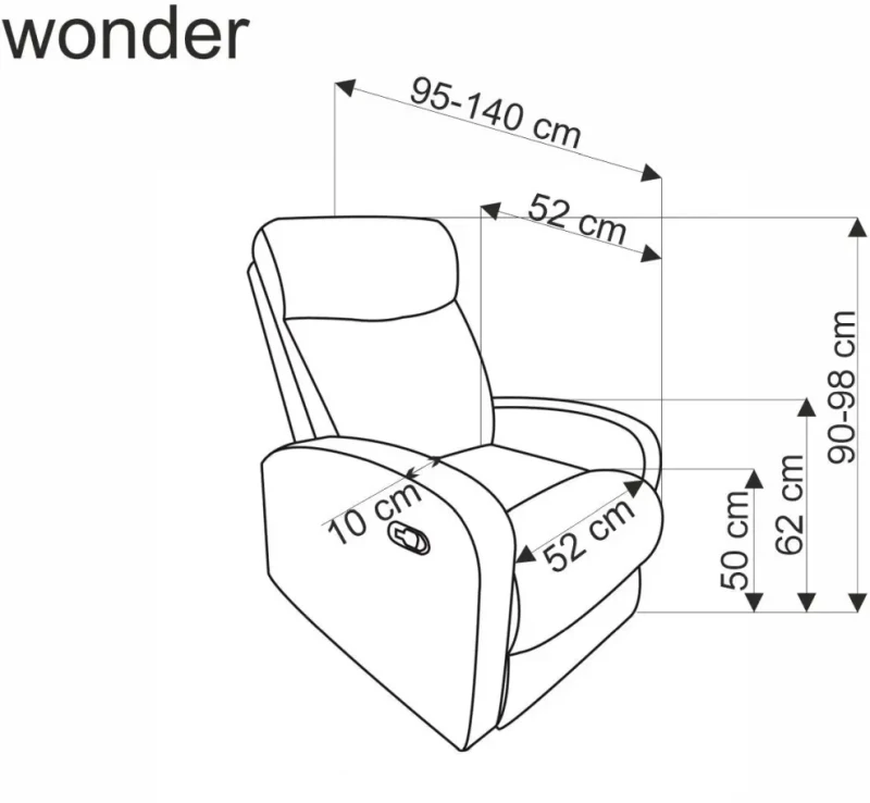 Fotel rozkładany Wonder z funkcją kołyski i podnóżkiem wypoczynkowy do salonu Cynamonowy wymiary
