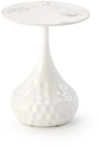 Ława stolik kawowy Verde ze spieku i metalu biały marmur / biały