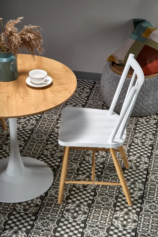 Stół okrągły Sting 80 cm skandynawski dąb naturalny / biały