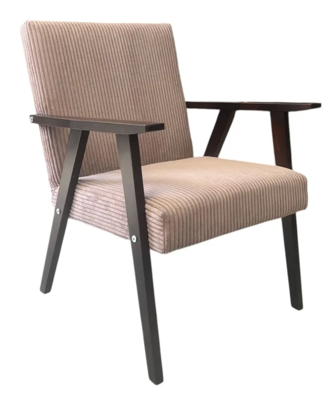 Fotel PRL sztruksowy-fotel-prl-pudrowy-rozowy POSO 145