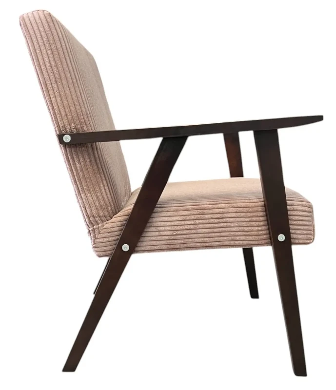 Fotel PRL sztruksowy-fotel-prl-pudrowy-rozowy POSO 145