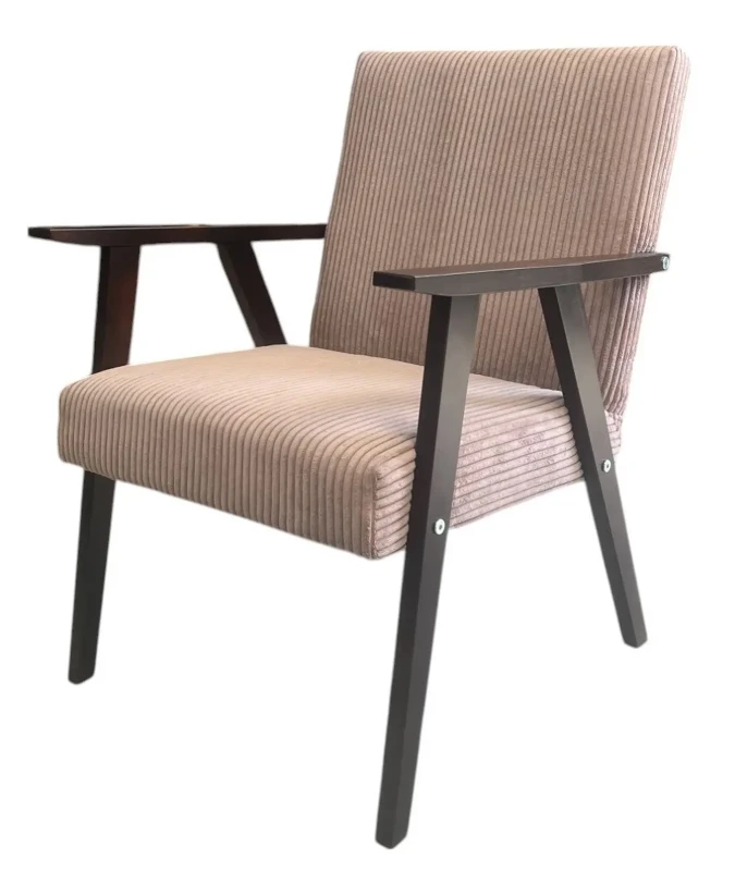 Fotel PRL sztruksowy-fotel-prl-pudrowy-rozowy POSO 145