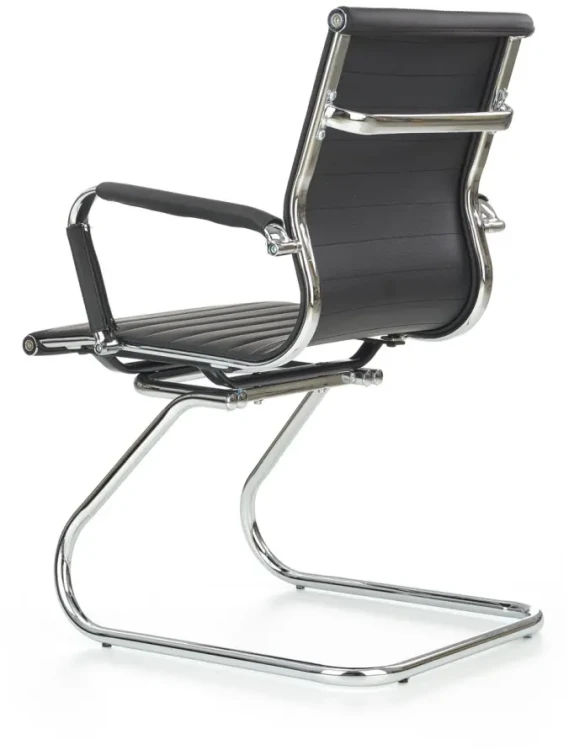 Fotel gabinetowy Prestige Skid do biura eco skóra na metalowej podstawie czarny