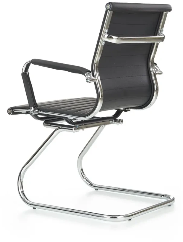 Fotel gabinetowy Prestige Skid do biura eco skóra na metalowej podstawie czarny