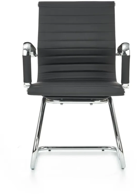 Fotel gabinetowy Prestige Skid do biura eco skóra na metalowej podstawie czarny