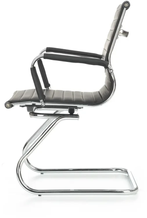 Fotel gabinetowy Prestige Skid do biura eco skóra na metalowej podstawie czarny