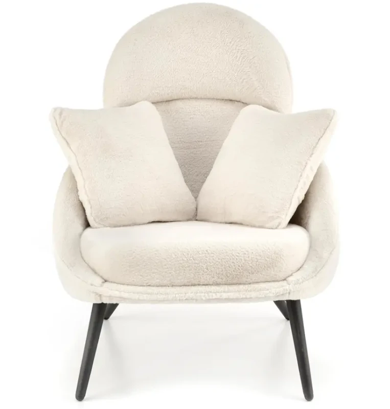 Fotel wypoczynkowy Merry tapicerowany do salonu kremowy