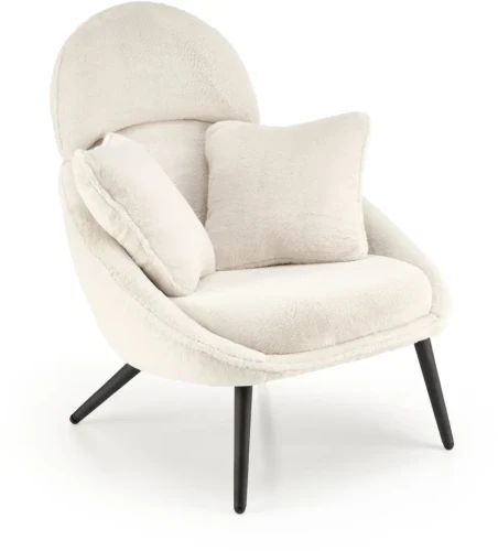 Fotel wypoczynkowy Merry tapicerowany do salonu kremowy