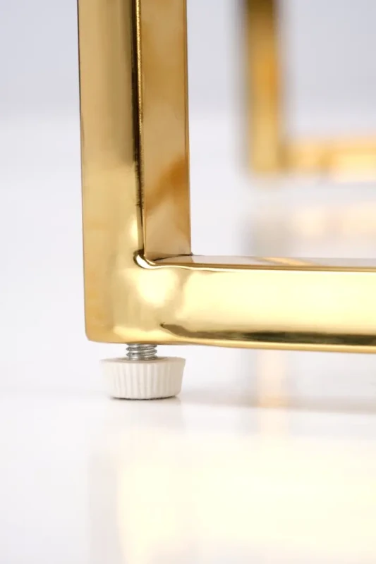 Zestaw 2 stolików Mercury blat szkło biały marmur/złoty