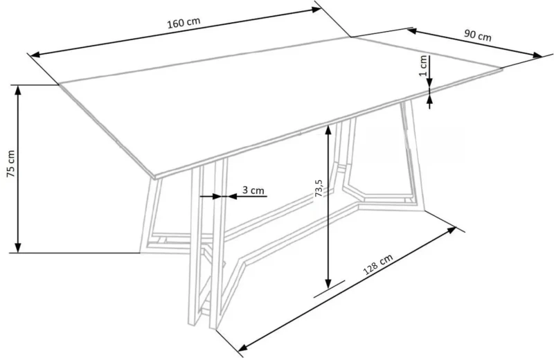 Stół Konami 160 cm do jadalni w stylu glamour czarny marmur / złoty