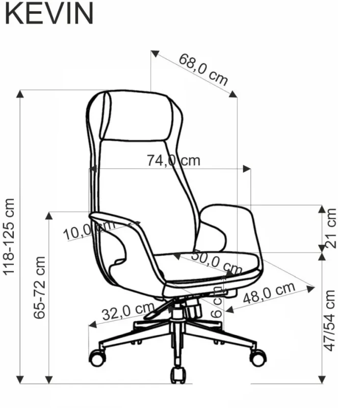 Fotel obrotowy Kevin do biura jasny popielaty  - wymiary