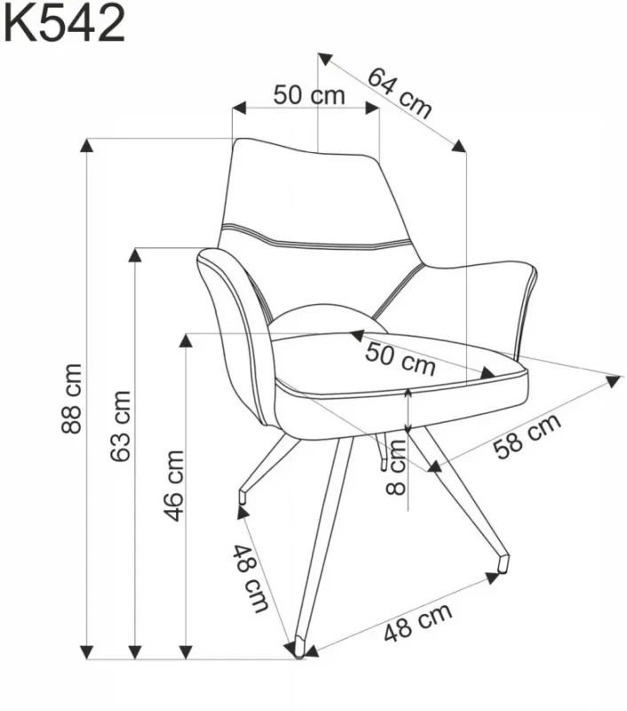 Krzesło obrotowe K542 kubełkowe nowoczesne z tkaniny ODIN do jadalni popielaty