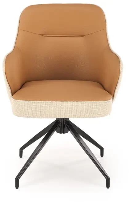 Krzesło obrotowe K527 kubełkowe nowoczesne do jadalni brązowy / beżowy