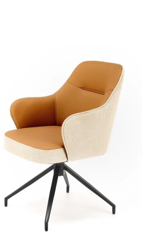 Krzesło obrotowe K527 kubełkowe nowoczesne do jadalni brązowy / beżowy