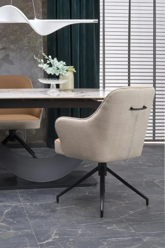 Krzesło obrotowe K527 kubełkowe nowoczesne do jadalni brązowy / beżowy