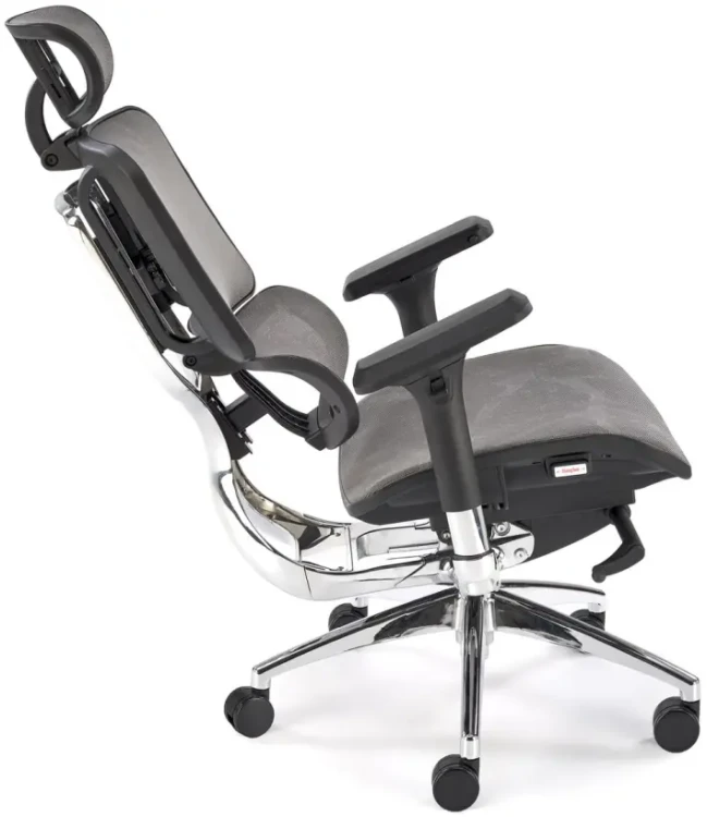 Fotel obrotowy Ethan ergonomiczny z siatki z zagłówkiem do biura popiel