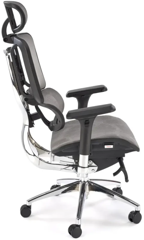 Fotel obrotowy Ethan ergonomiczny z siatki z zagłówkiem do biura popiel