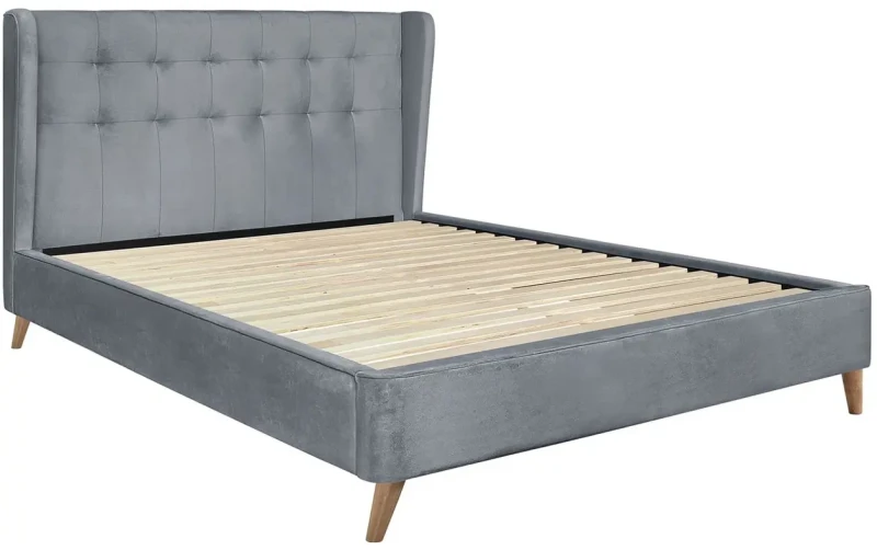 Łóżko tapicerowane Estella 160x200 cm z pikowanym zagłówkiem popielaty