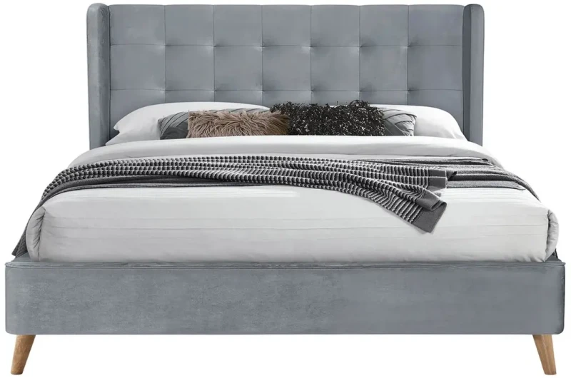 Łóżko tapicerowane Estella 160x200 cm z pikowanym zagłówkiem popielaty