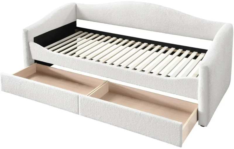 Łóżko Caydence 90X200 cm z szufladami kremowy