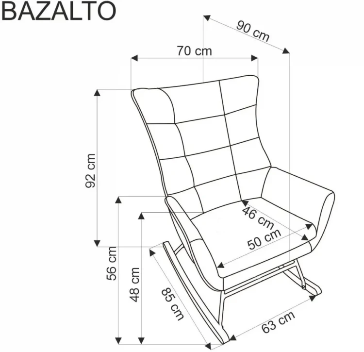 Fotel bujany Bazalto uszak wypoczynkowy welurowy do salonu popiel