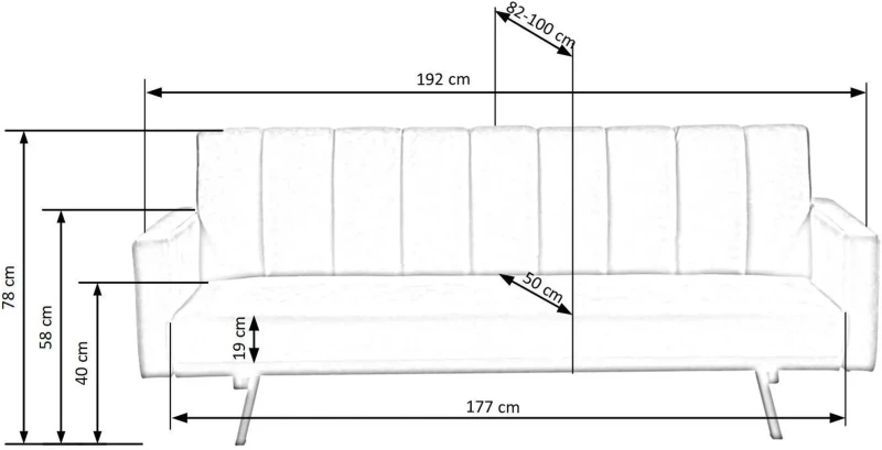 Sofa tapicerowana Armando 192 cm ciemny zielony