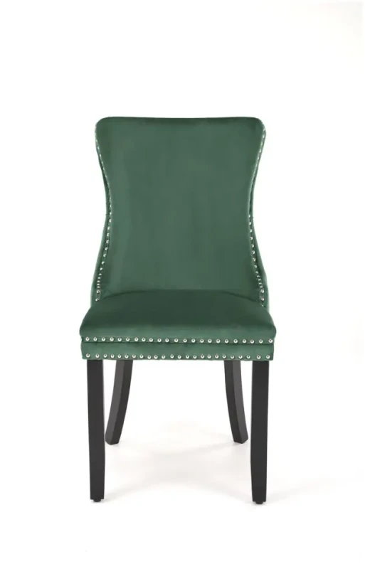 Krzesło tapicerowane Alda z pikowanym oparciem do jadalni ciemny zielony