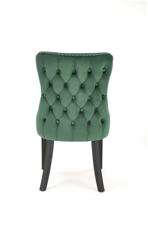 Krzesło tapicerowane Alda z pikowanym oparciem do jadalni ciemny zielony
