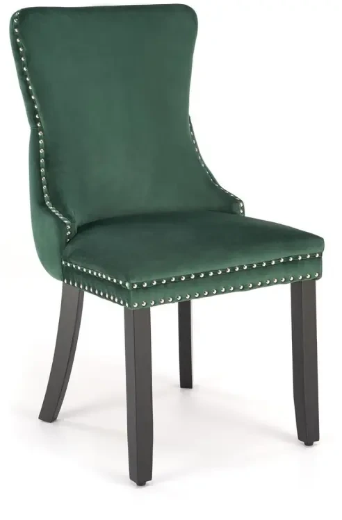 Krzesło tapicerowane Alda z pikowanym oparciem do jadalni ciemny zielony