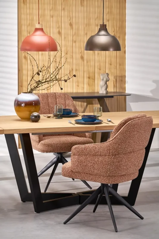 Krzesło obrotowe K570 tapicerowane do jadalni cynamonowy