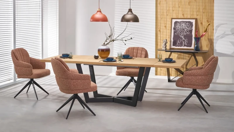 Krzesło obrotowe K570 tapicerowane do jadalni cynamonowy