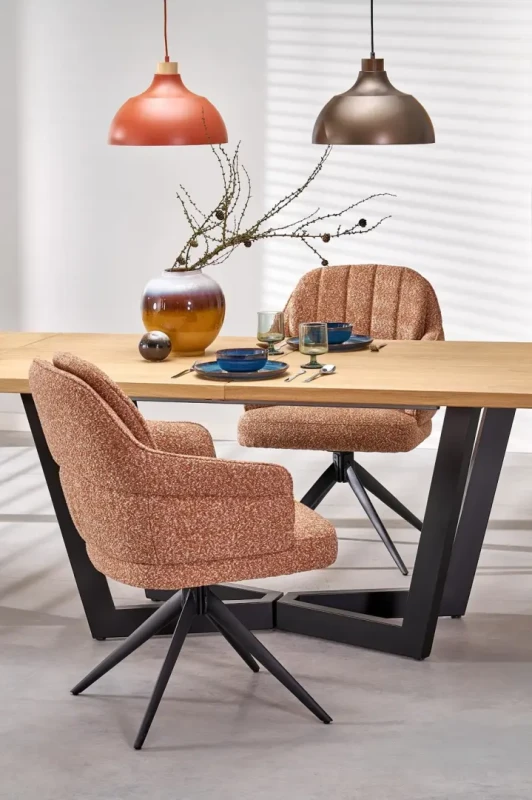 Krzesło obrotowe K570 tapicerowane do jadalni cynamonowy