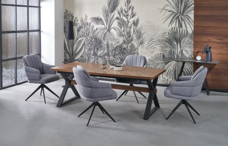 Krzesło obrotowe K570 tapicerowane do jadalni popielaty