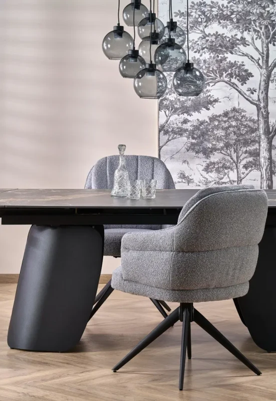 Krzesło obrotowe K570 tapicerowane do jadalni popielaty