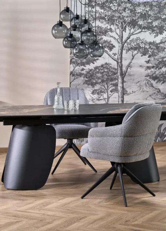 Krzesło obrotowe K570 tapicerowane do jadalni popielaty