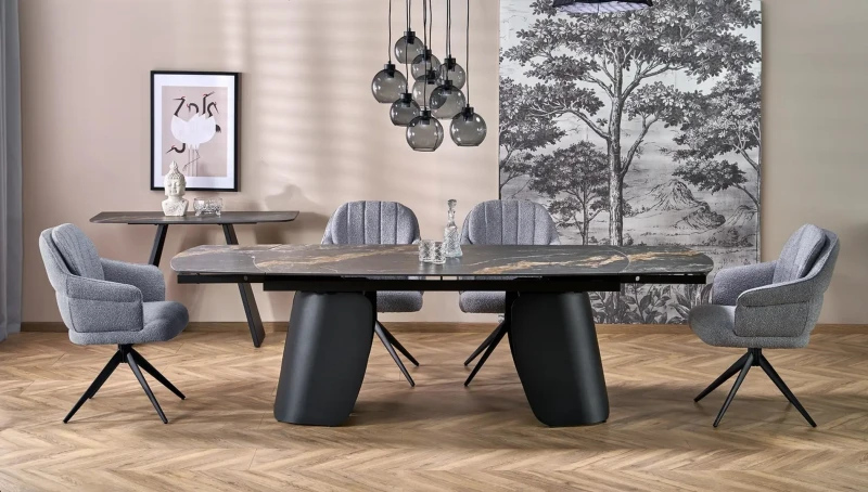 Krzesło obrotowe K570 tapicerowane do jadalni popielaty