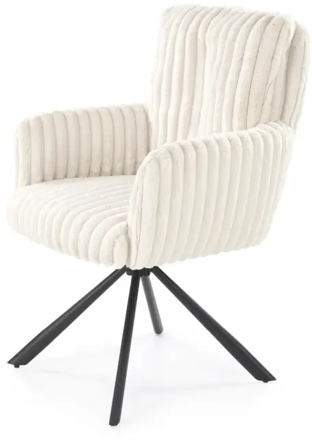 Krzesło obrotowe K572 tapicerowane do jadalni kremowy