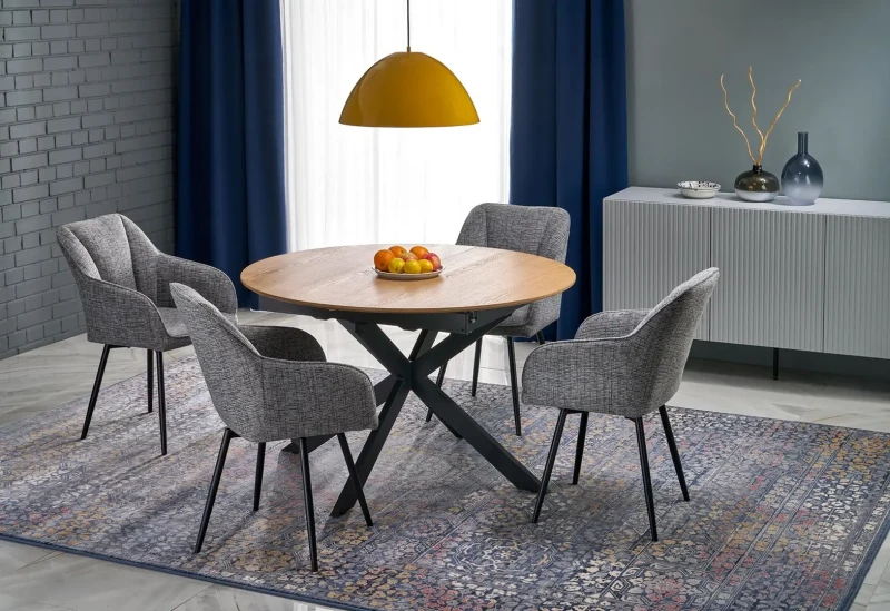 Krzesło obrotowe K576 tapicerowane do jadalni popielaty